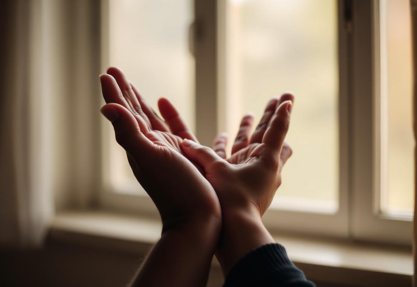 Hands gently clasped in support