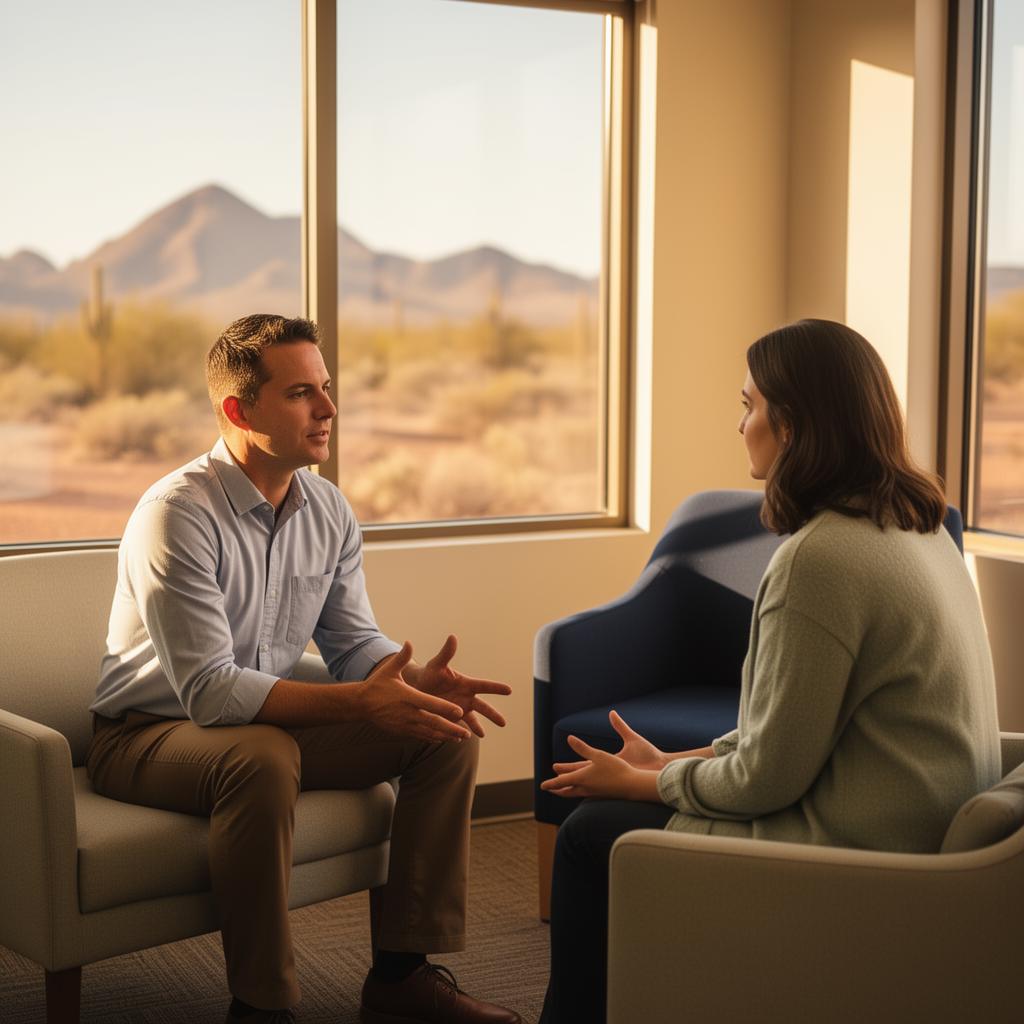 Compassionate clinician supporting a client on their recovery journey
